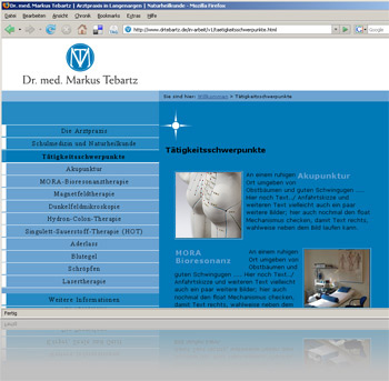 Website Praxis Dr. Markus Tebartz